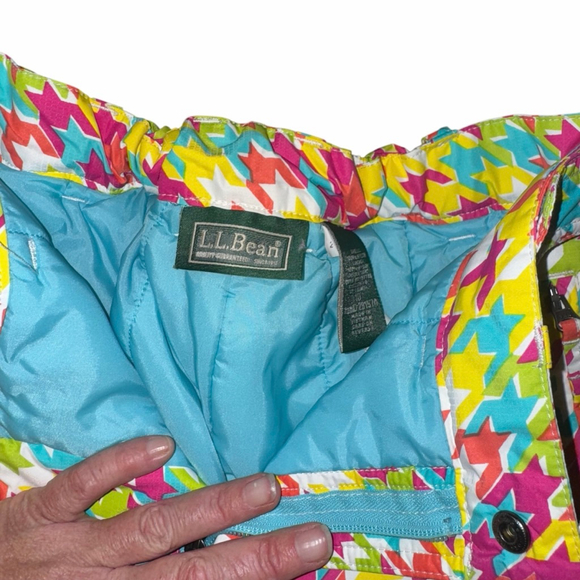 L.L.Bean Kids Houndstooth Ski Pants 10 Multicolor Insulated Snow Pink - Picture 3 of 7
